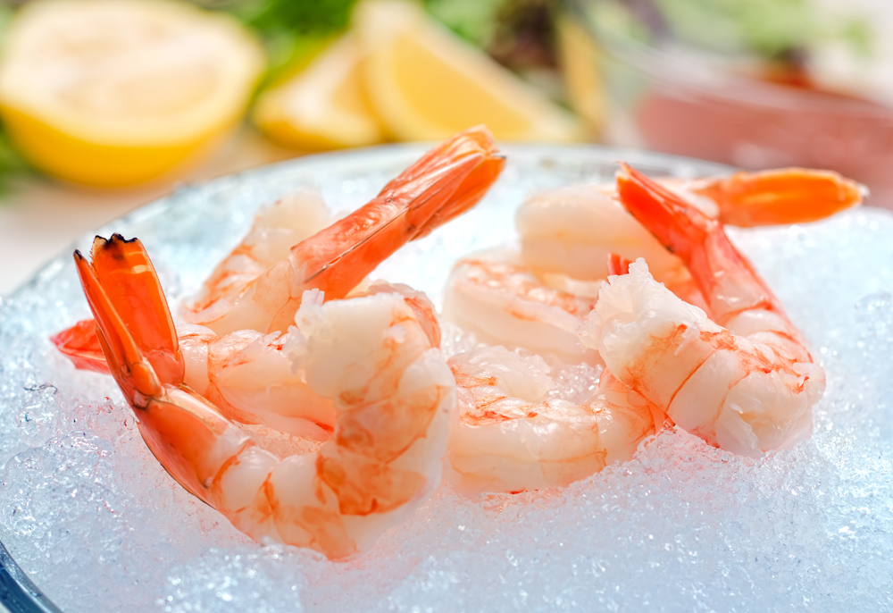 Frozen shrimp and other frozen seafood. 